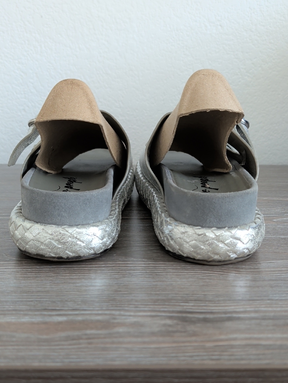 Free People PANAMA Silver Metallic Leather Platform Slides Sandals 39 9 9.5 Shoe - Picture 7 of 15